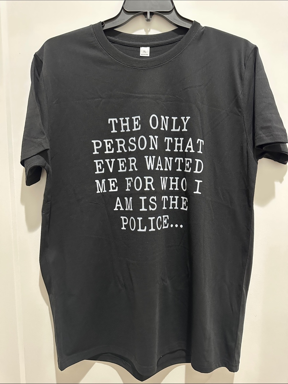 Black Graphic Tee with Funny White Text - Men’s Casual Shirt